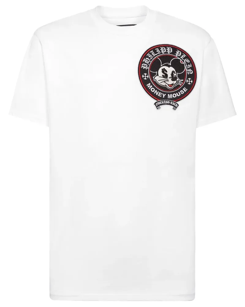 Philipp Plein T-Shirt mit Money-Mouse-Stickerei - Weiß Weiß