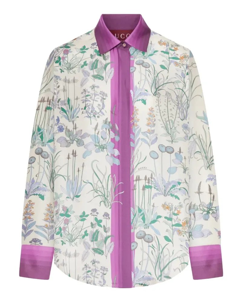 Gucci Gestreiftes Oberteil mit Blumen - Nude Nude