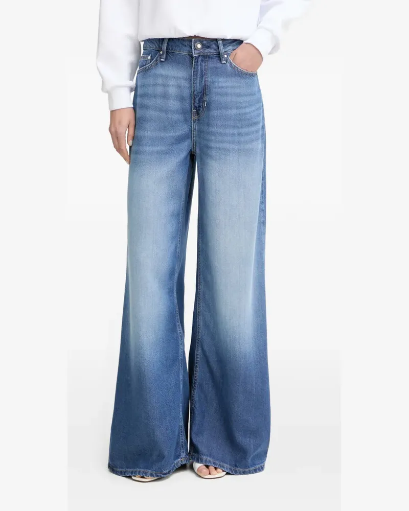Guess high-rise bellflower wide-leg jeans in cartagena bay - Blau Blau