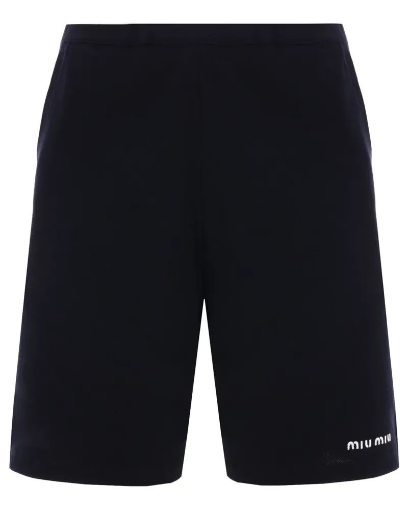 Miu Miu Shorts mit Logo-Stickerei - Blau Blau