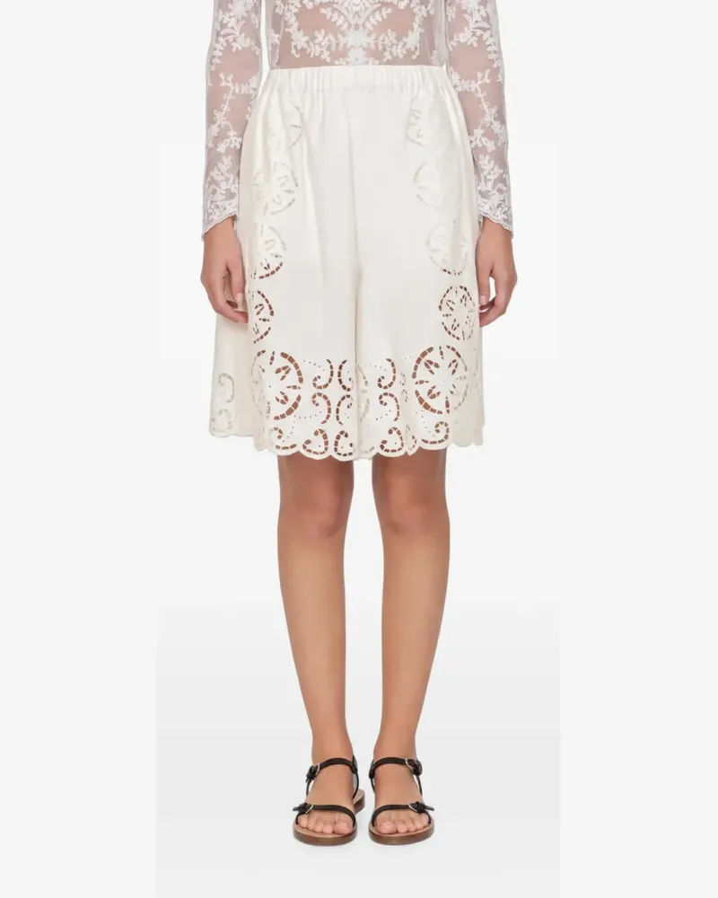 Sea broderie-anglaise scalloped-hem shorts - Nude Nude