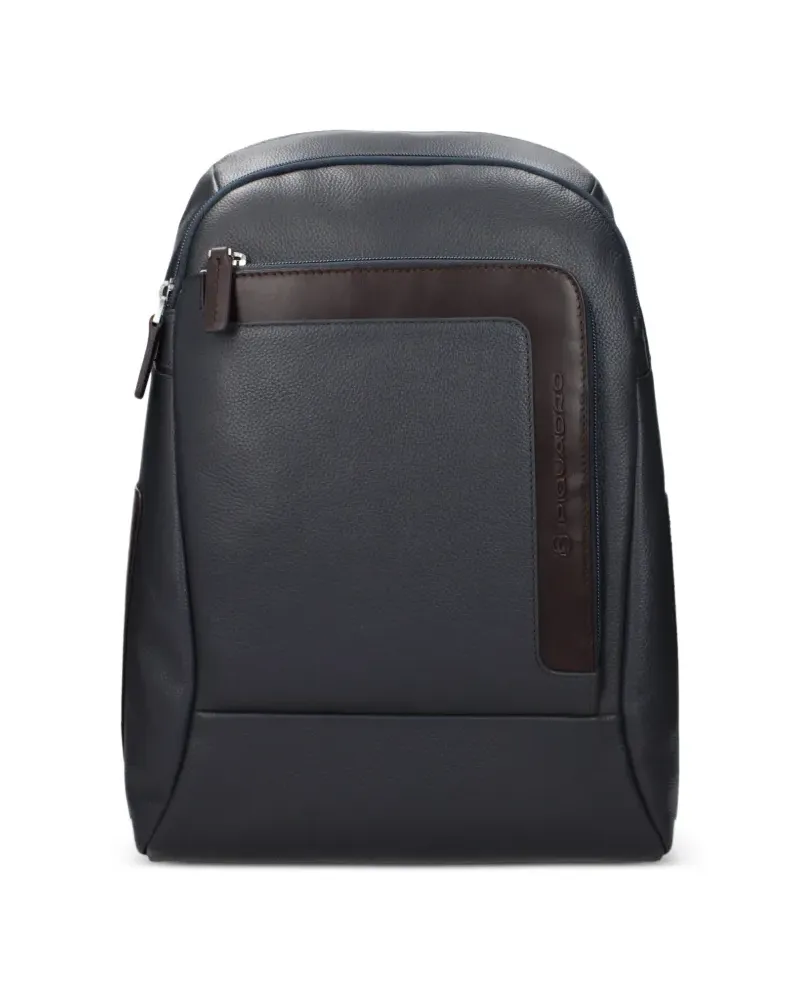Piquadro pebbled leather backpack - Blau Blau
