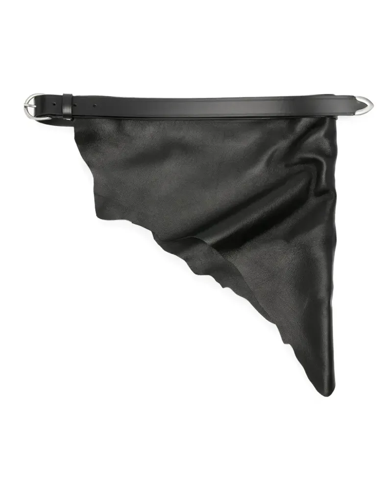 Ann Demeulemeester Asymmetrischer Ledergürtel - Schwarz Schwarz