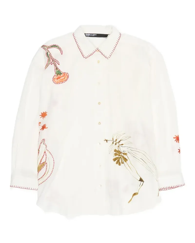 BIMBA Y LOLA Hemd mit Blumenprint - Weiß Weiß