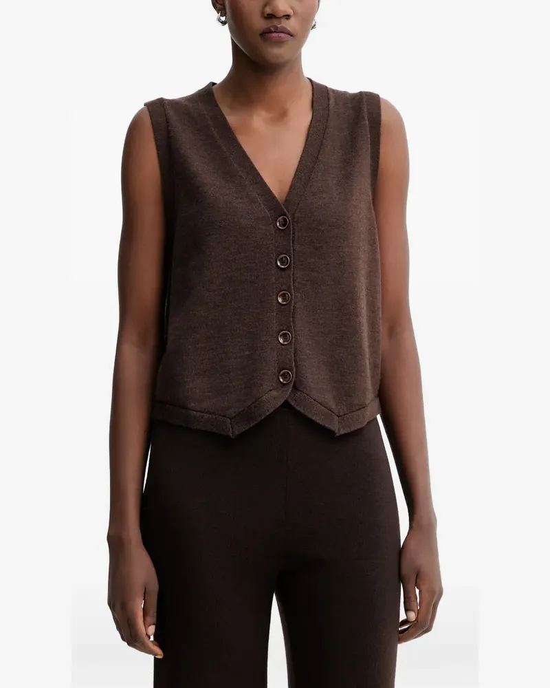 Sessùn v-neck knitted top - Braun Braun