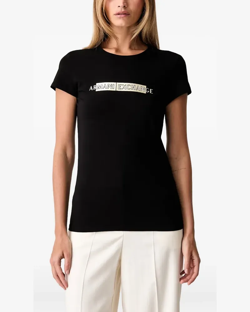 Armani Exchange T-Shirt mit Logo-Print - Schwarz Schwarz