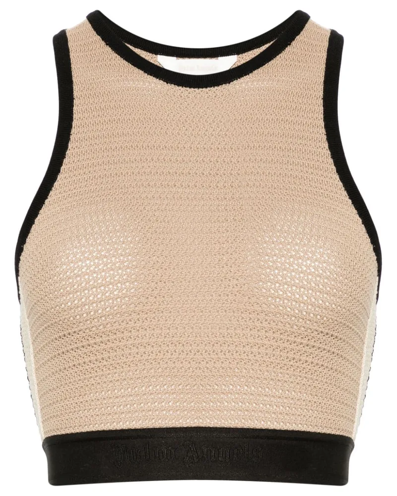 Palm Angels Gestricktes Tanktop mit Logo-Streifen - Nude Nude