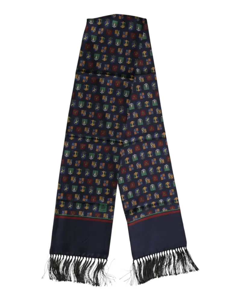 Dolce & Gabbana Schal mit Wappen-Print und Fransen - Blau Blau