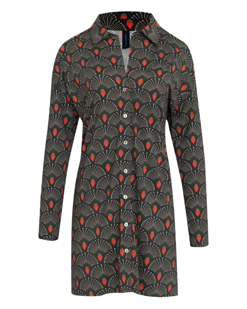 Lygia & Nanny Langes Meline Hemd mit Blumen-Print - Grau Grau
