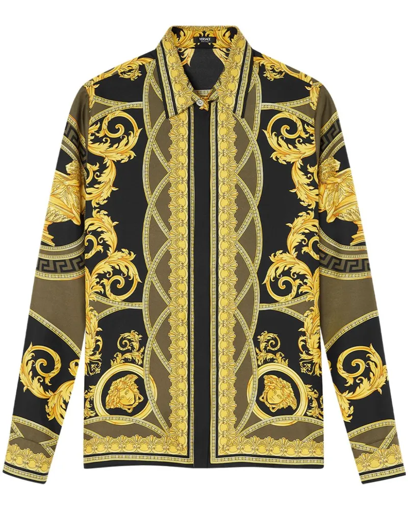 Versace Seidenhemd mit La Coupe des Dieux-Print - Gelb Gelb
