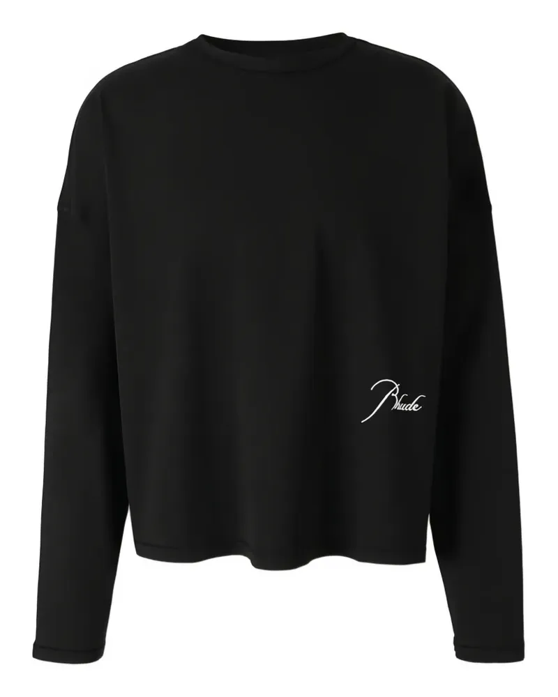 RHUDE Langarmshirt mit Logo-Stickerei - Schwarz Schwarz
