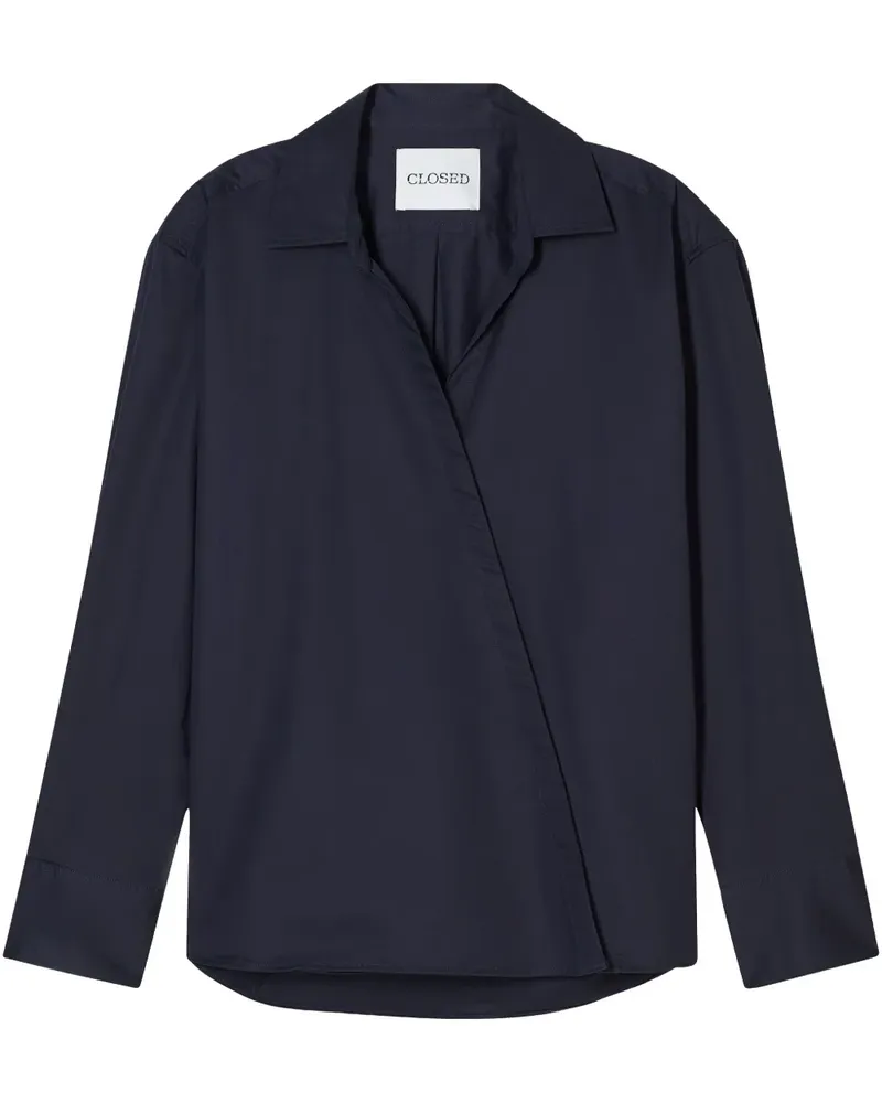 Closed Asymmetrische Popeline-Bluse - Blau Blau