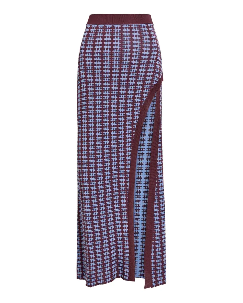 Paco Rabanne side-slit geometric-print skirt - Violett Violett