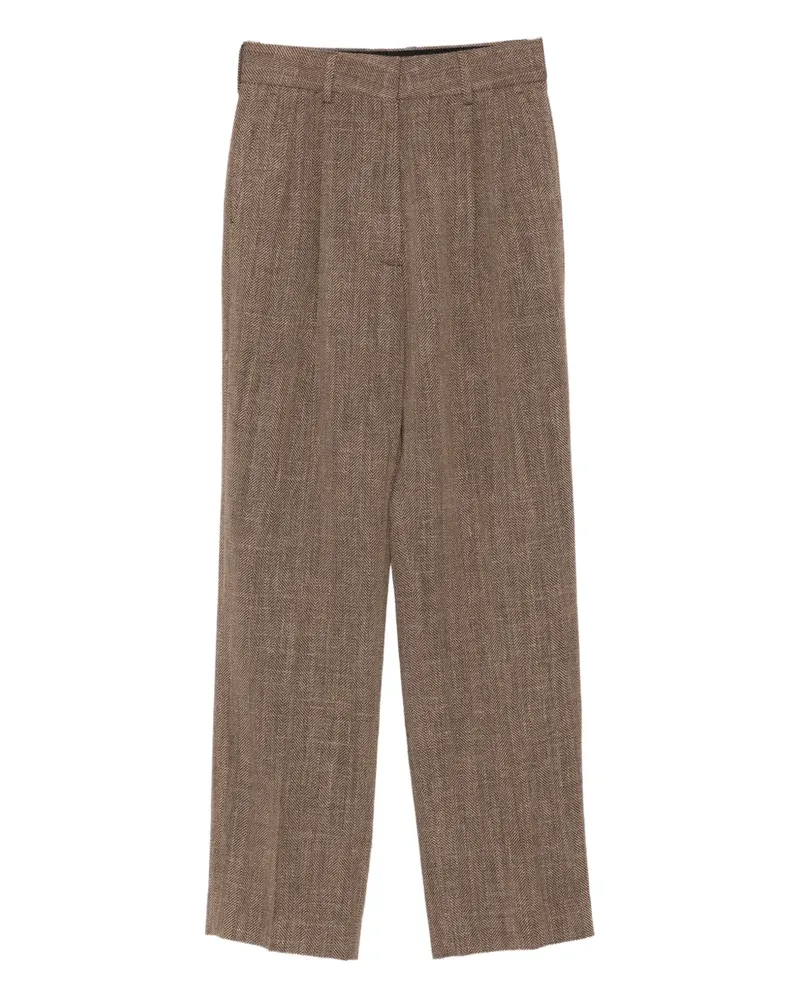Blazé Milano Bundfaltenhose mit Fischgrätenmuster - Braun Braun