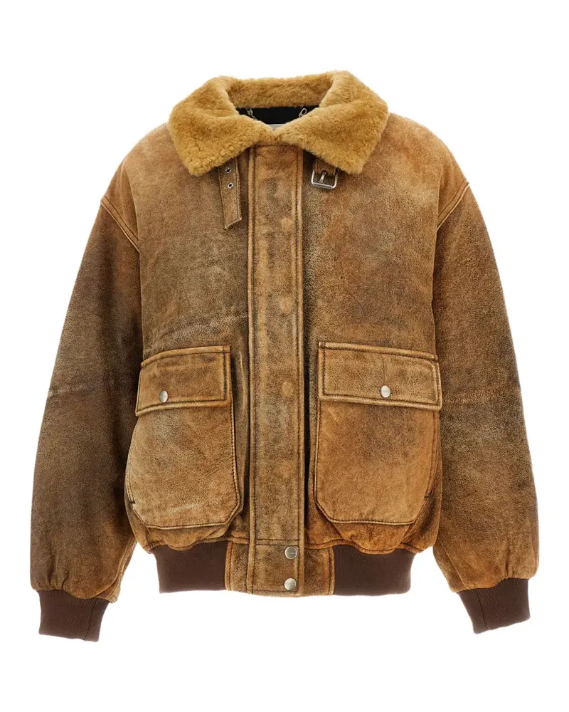 HALFBOY Alice Lederjacke mit Shearling-Kragen - Braun Braun