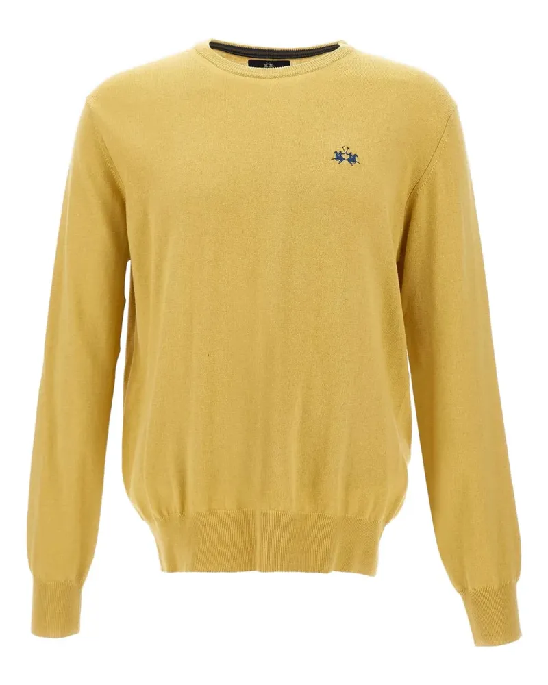La Martina Gerippter Pullover mit Logo-Stickerei - Gelb Gelb