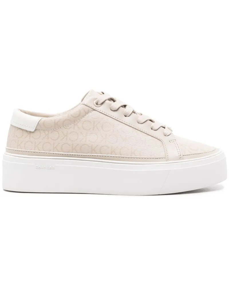 Calvin Klein Flatform-Sneakers mit Logo-Print - Nude Nude