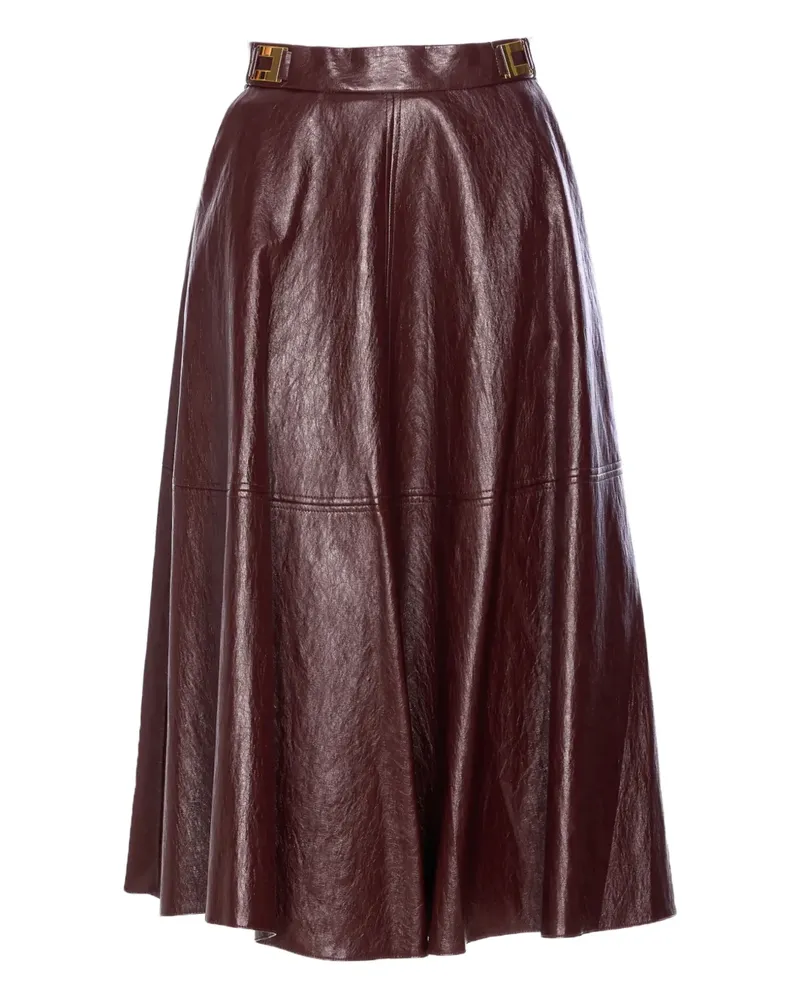 Elisabetta Franchi Crackled Midirock mit Logo-Schild - Rot Rot