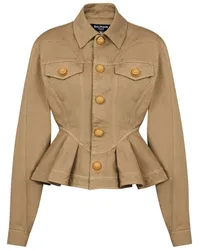 Balmain Gerüschte Canvas-Jacke Nude