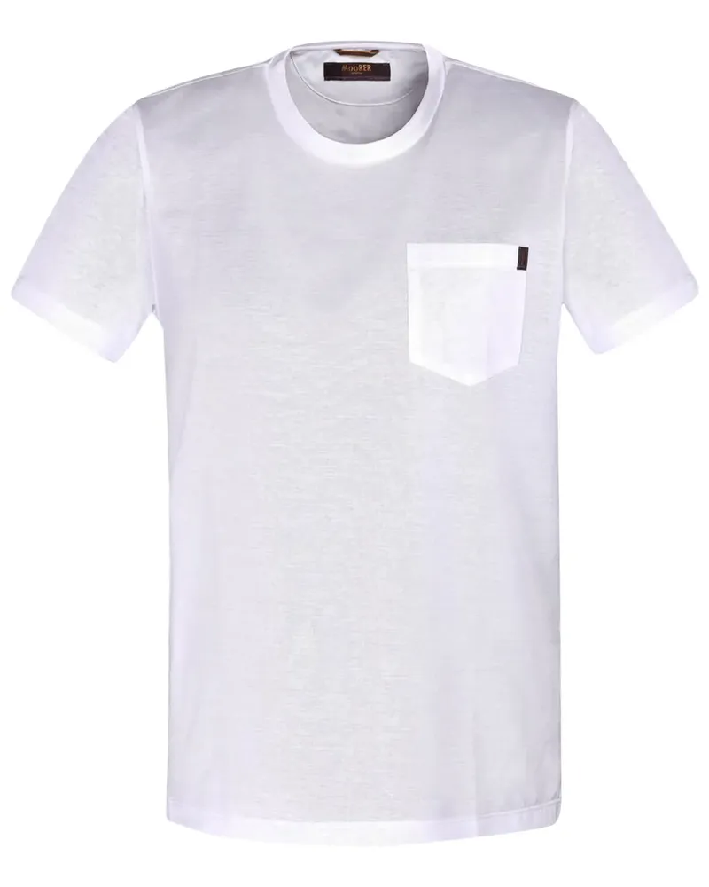 MOORER T-Shirt mit Brusttasche - Weiß Weiß