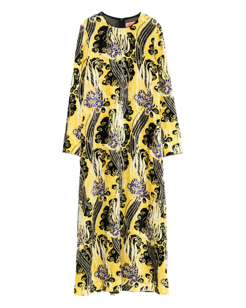 La DoubleJ Maxikleid mit Blumen-Print - Gelb Gelb