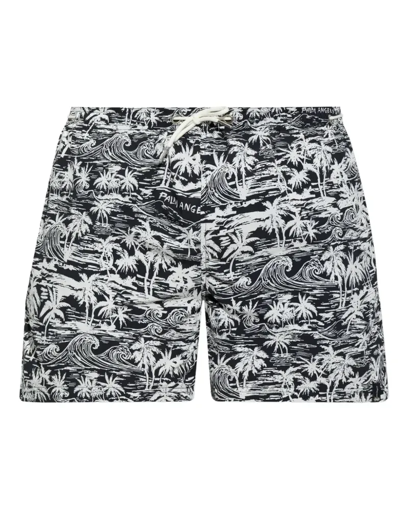 Palm Angels palm-print drawstring swim shorts - Schwarz Schwarz
