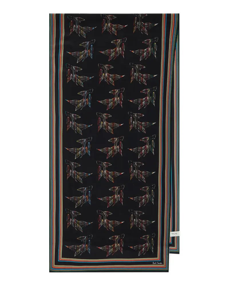Paul Smith fish-print striped-border scarf - Schwarz Schwarz