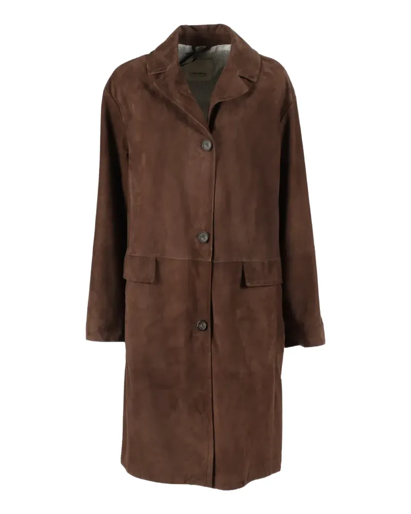 Max Mara Ortensia lapel-collar suede coat - Braun Braun