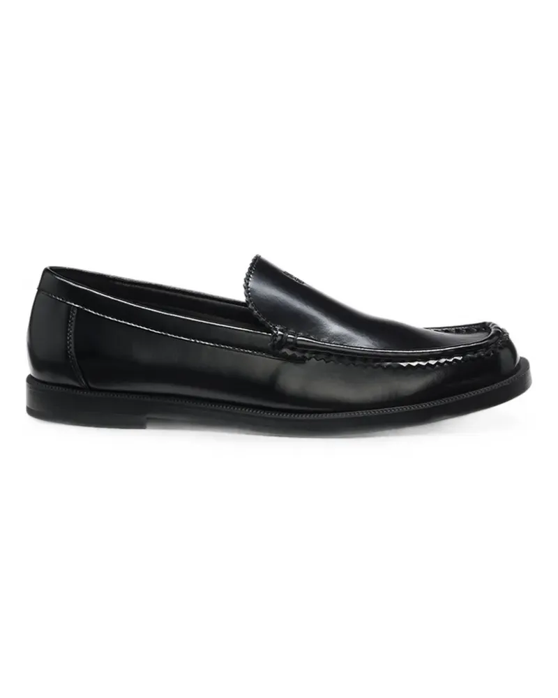 HUGO BOSS leather moccasins with stacked logo - Schwarz Schwarz