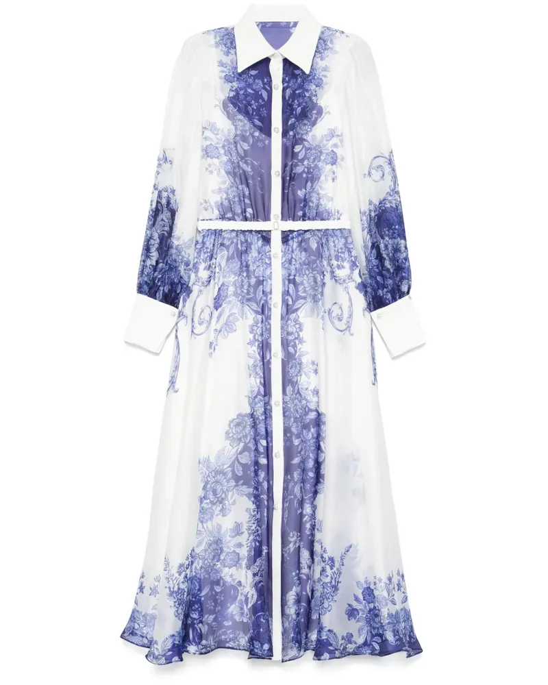 NISSA Organza-Midikleid mit Print - Weiß Weiß