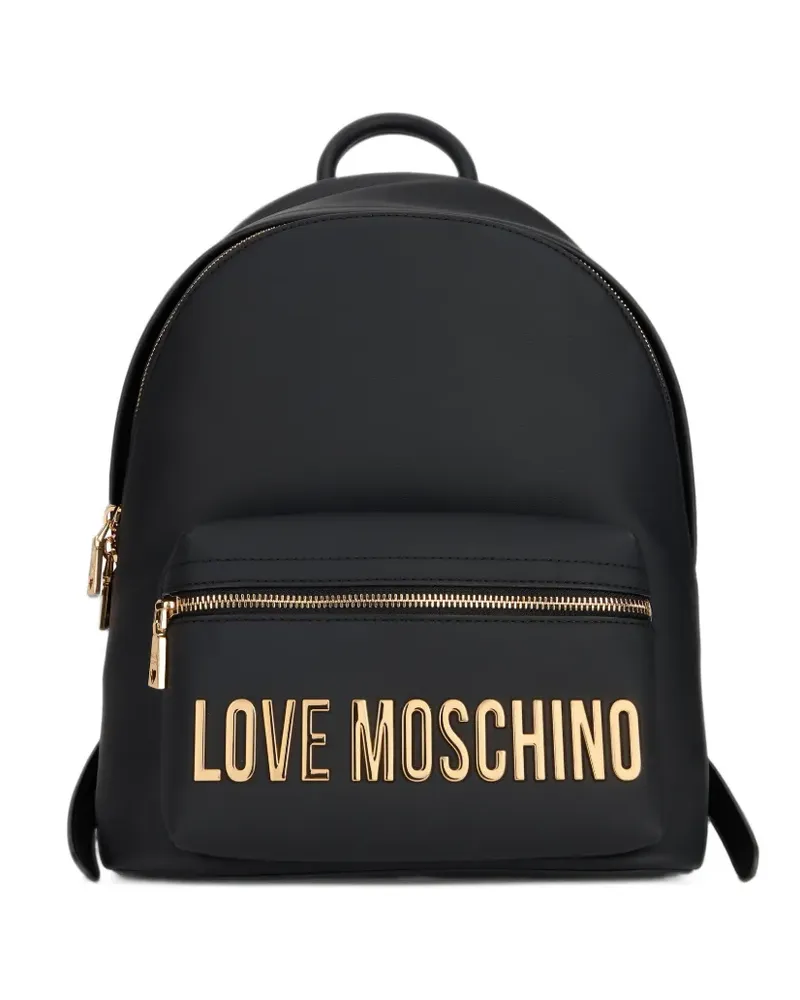 Moschino Rucksack mit Logoplakette und Vordertasche - Schwarz Schwarz