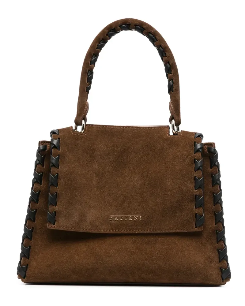 Orciani Tote Bag mit Flechtbesatz - Braun Braun