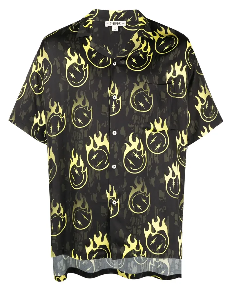 PHIPPS Bowlinghemd im Oversized-Look - Schwarz Schwarz