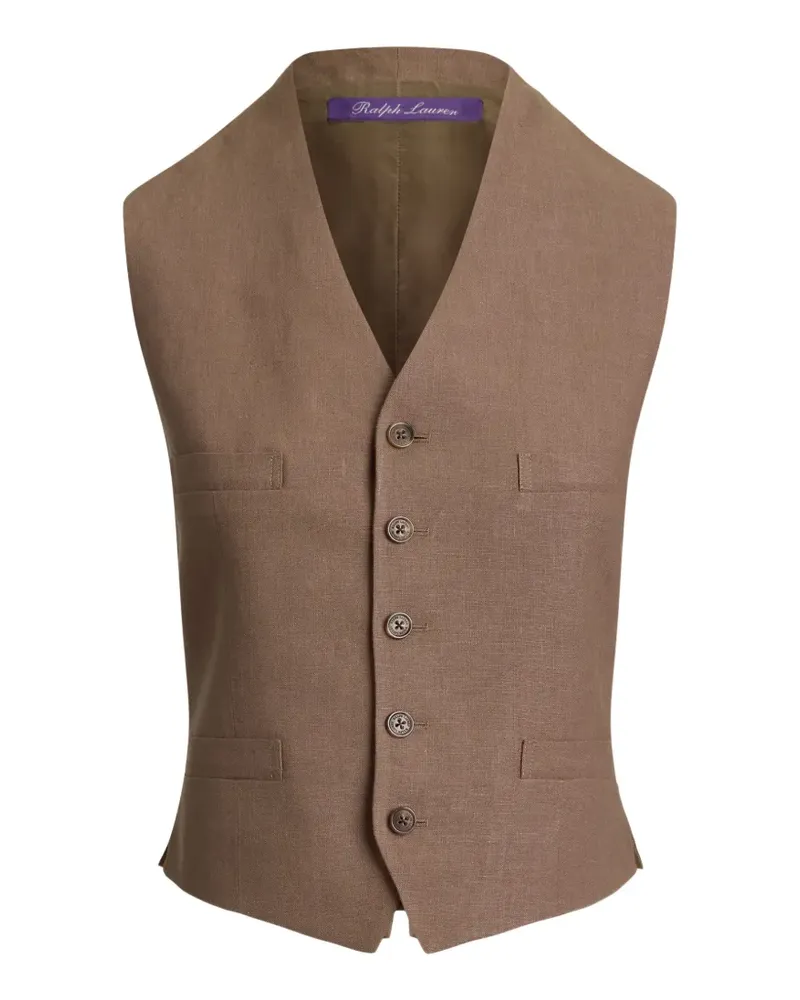 Ralph Lauren Weste aus Leinen mit V-Ausschnitt - Braun Braun