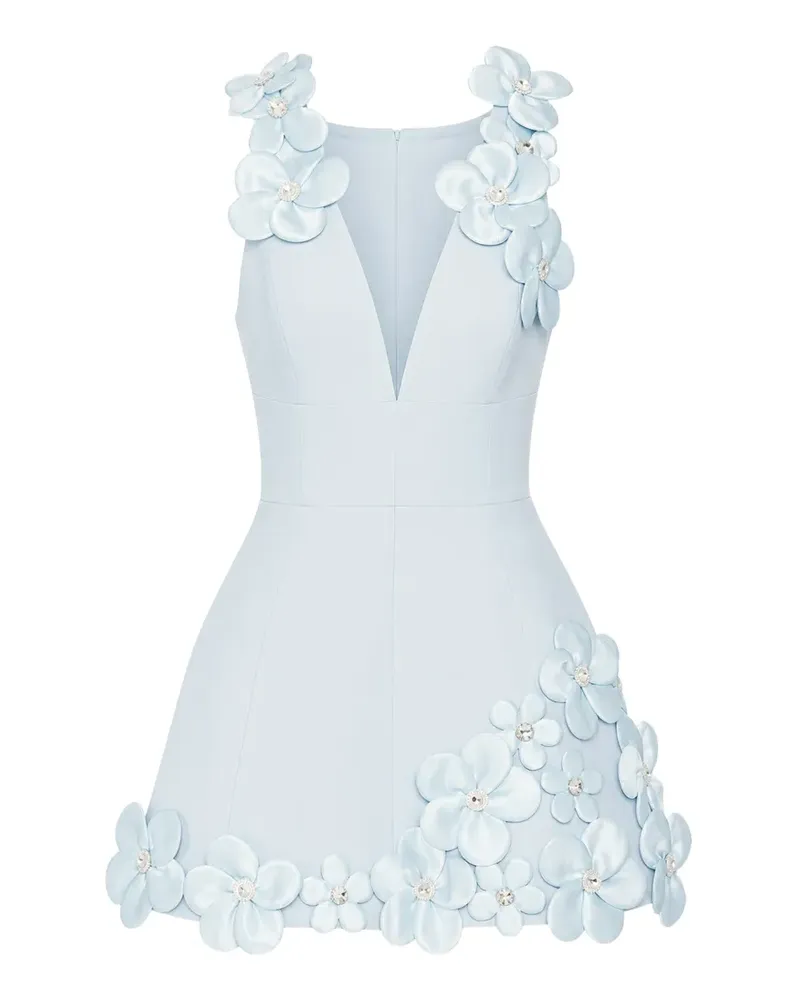 BRONX AND BANCO Estelle floral-appliqué V-neck mini dress - Blau Blau