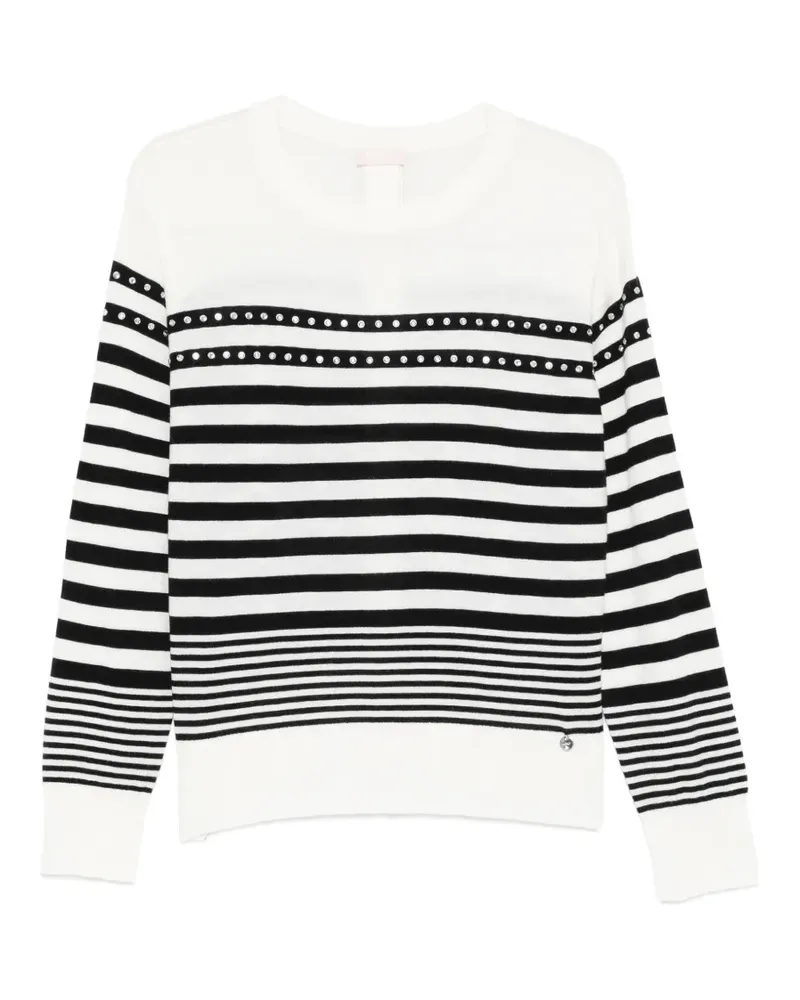 Liu Jo Gestreifter Pullover mit Verzierung - Weiß Weiß