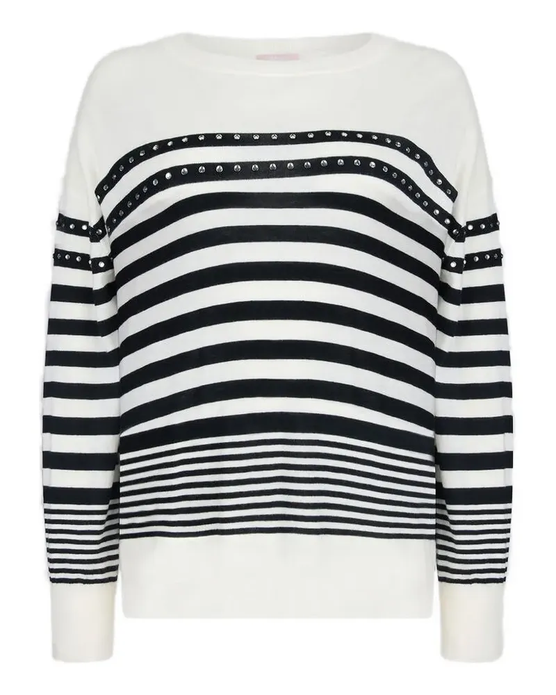 Liu Jo Gestreifter Pullover mit Verzierung - Weiß Weiß