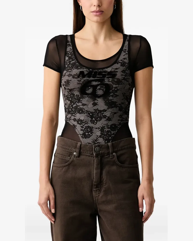 Miss Sixty lace-overlay mesh bodysuit - Schwarz Schwarz