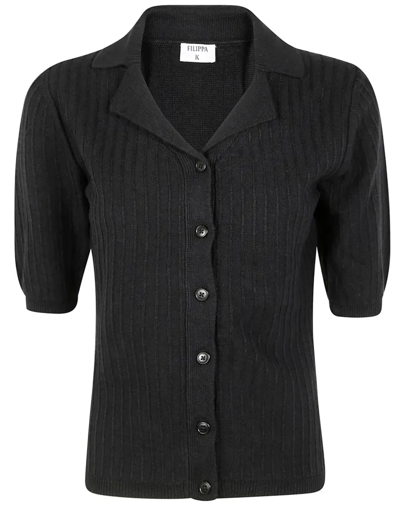 Filippa K Kurzärmeliger Cardigan - Schwarz Schwarz