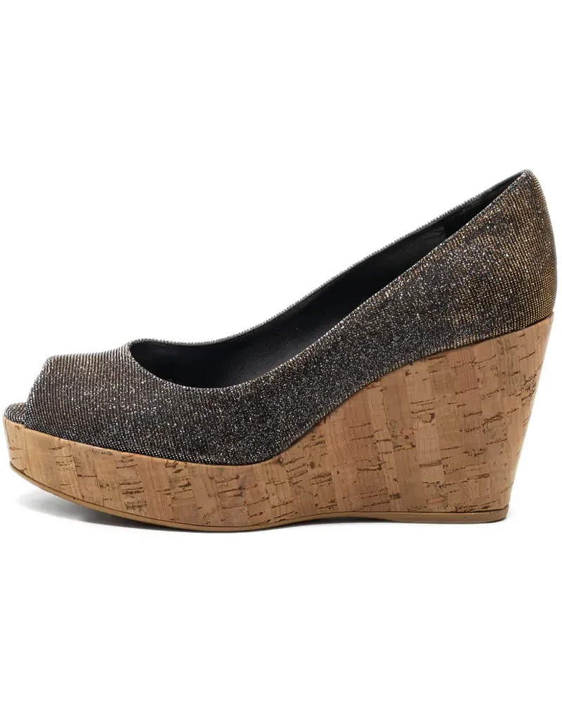 Stuart Weitzman Pre-owned Anna Wedge-Pumps mit Glitter 90mm - Grau Grau