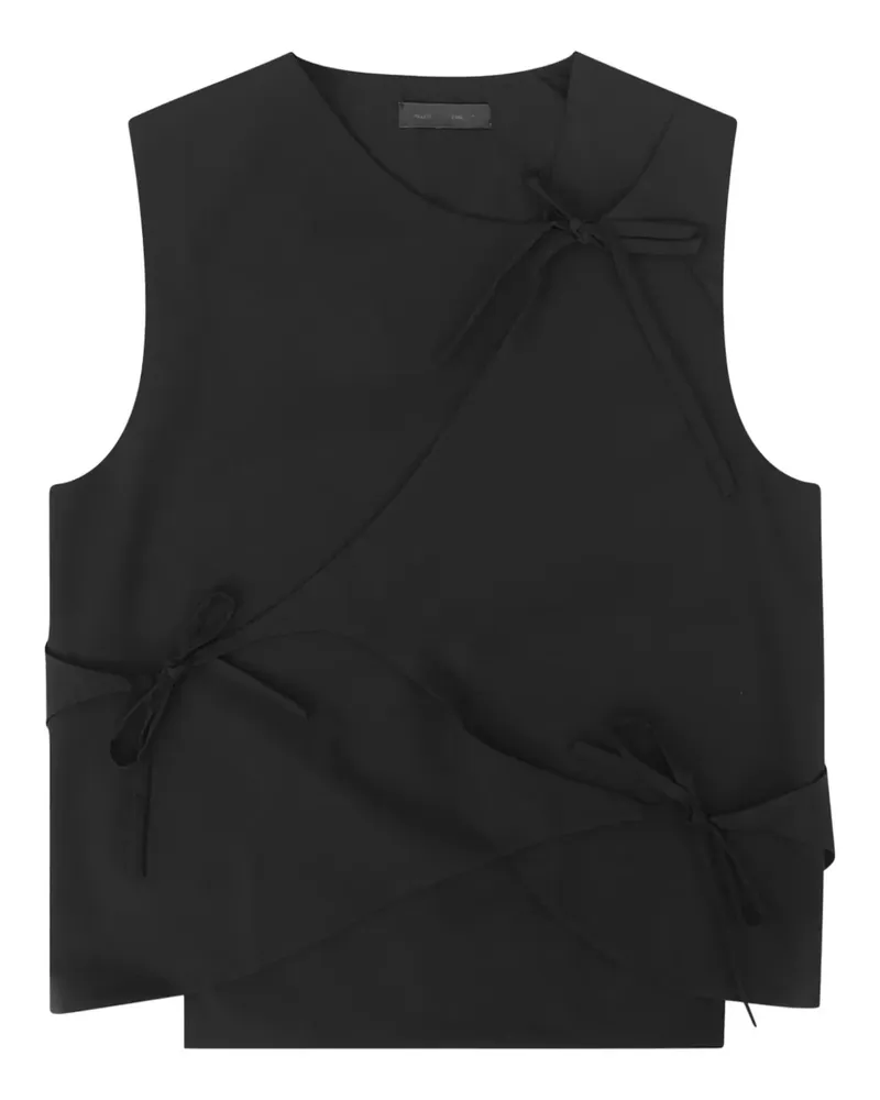Heliot Emil Weste im Layering-Look mit Schleifenverschluss - Schwarz Schwarz
