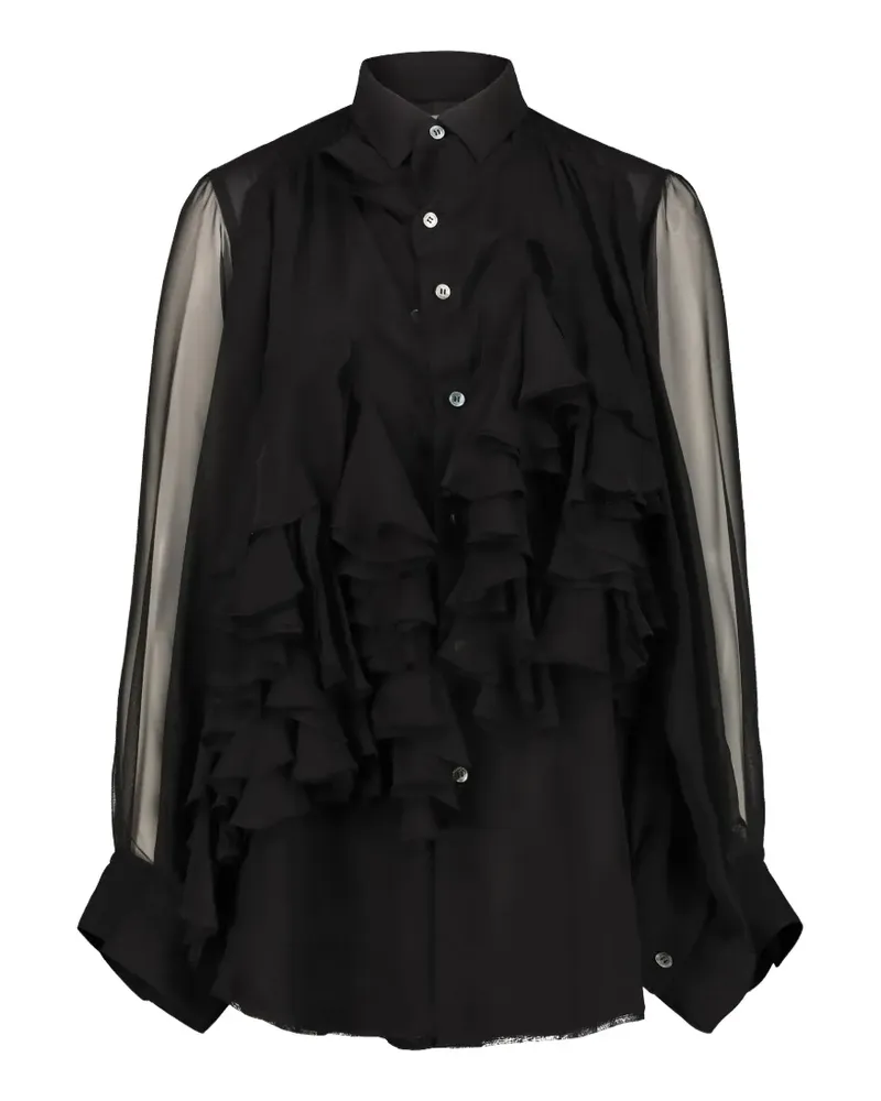 Comme des Garçons ruffled sheer-panel shirt - Schwarz Schwarz