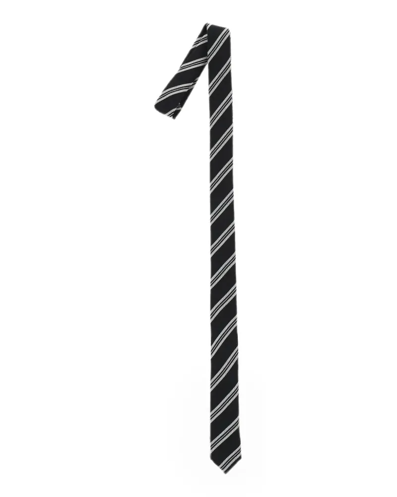 Corneliani diagonal-stripe silk-blend tie - Schwarz Schwarz