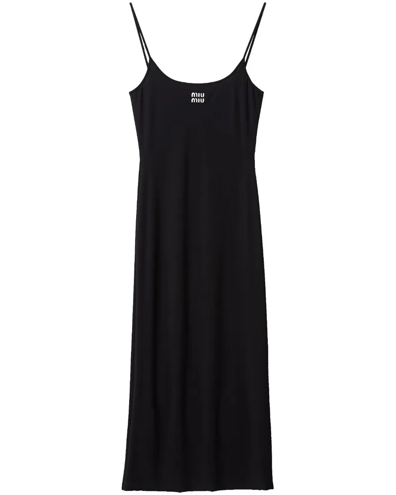 Miu Miu Jersey-Kleid mit Logo-Stickerei - Schwarz Schwarz