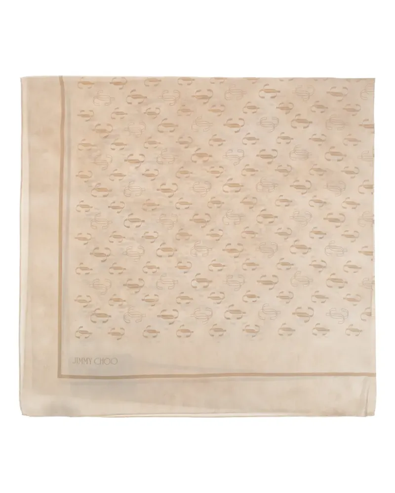 Jimmy Choo monogram-print silk scarf - Nude Nude