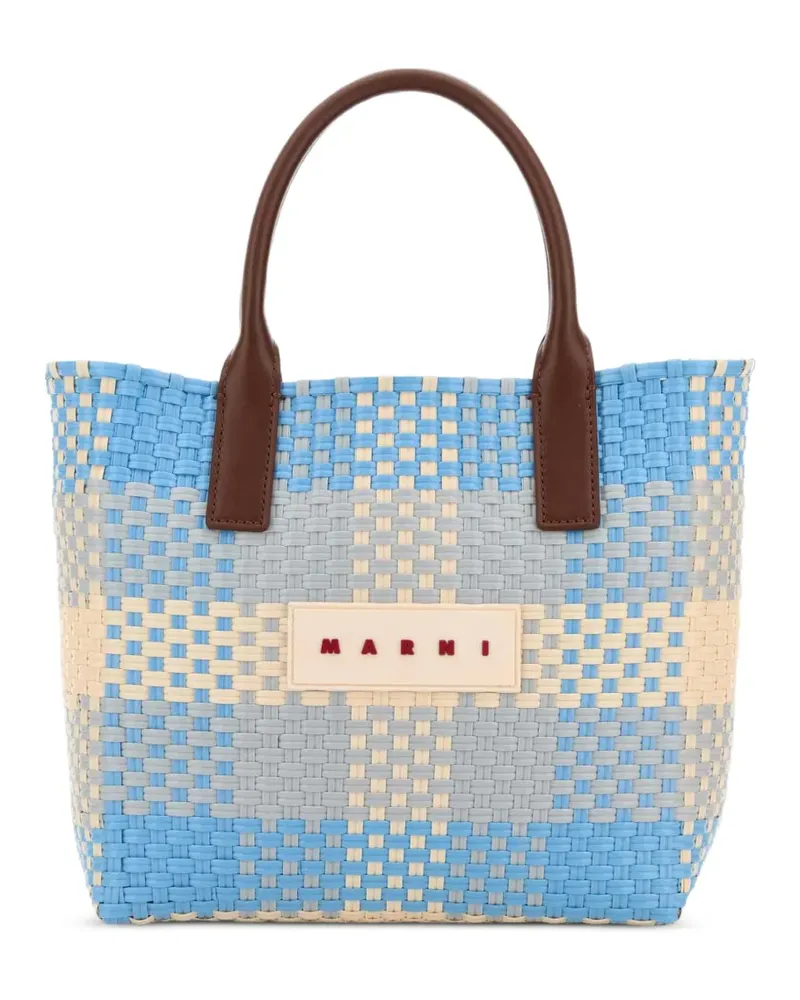 Marni check-pattern woven tote bag - Blau Blau