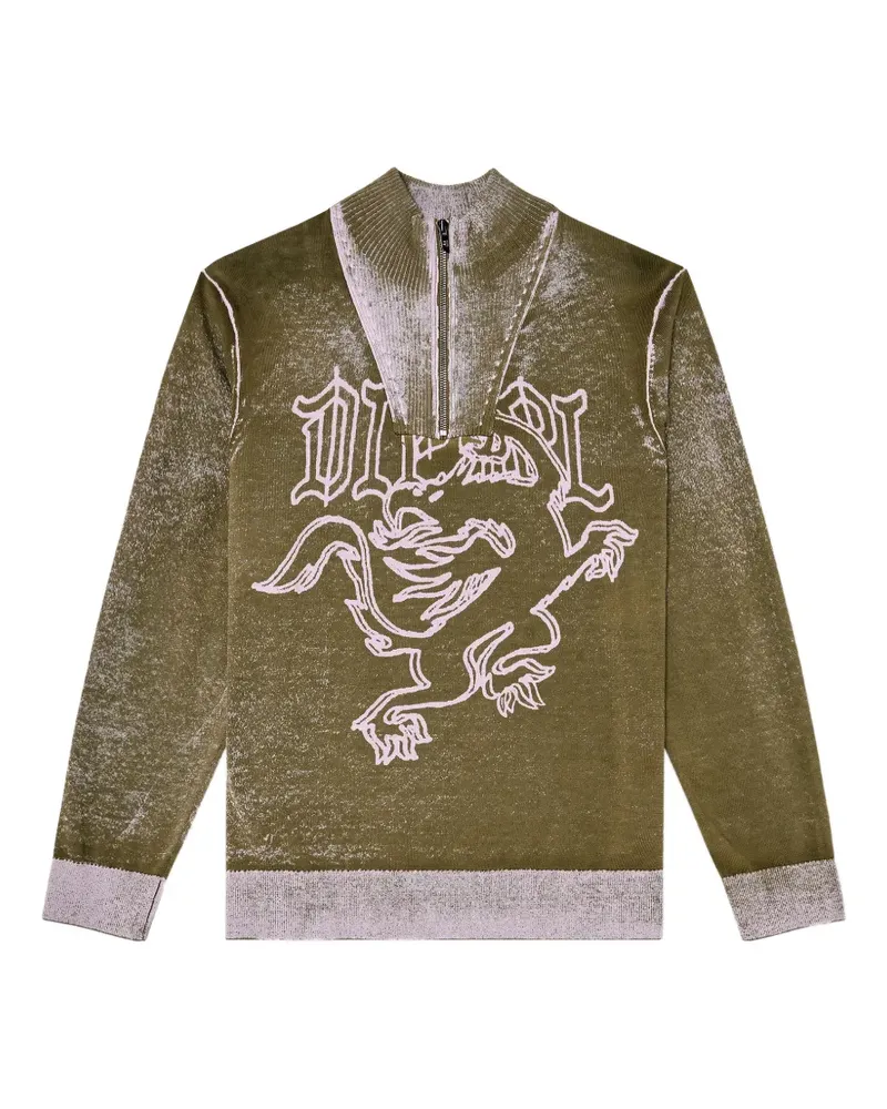 Diesel Pullover mit Griffin-Motiv - Grün Grün