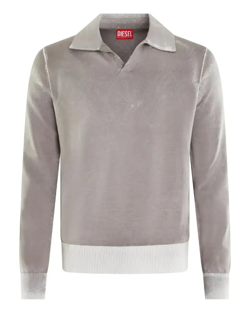 Diesel Gerippter K-Lorenzo Pullover mit Polokragen - Grau Grau