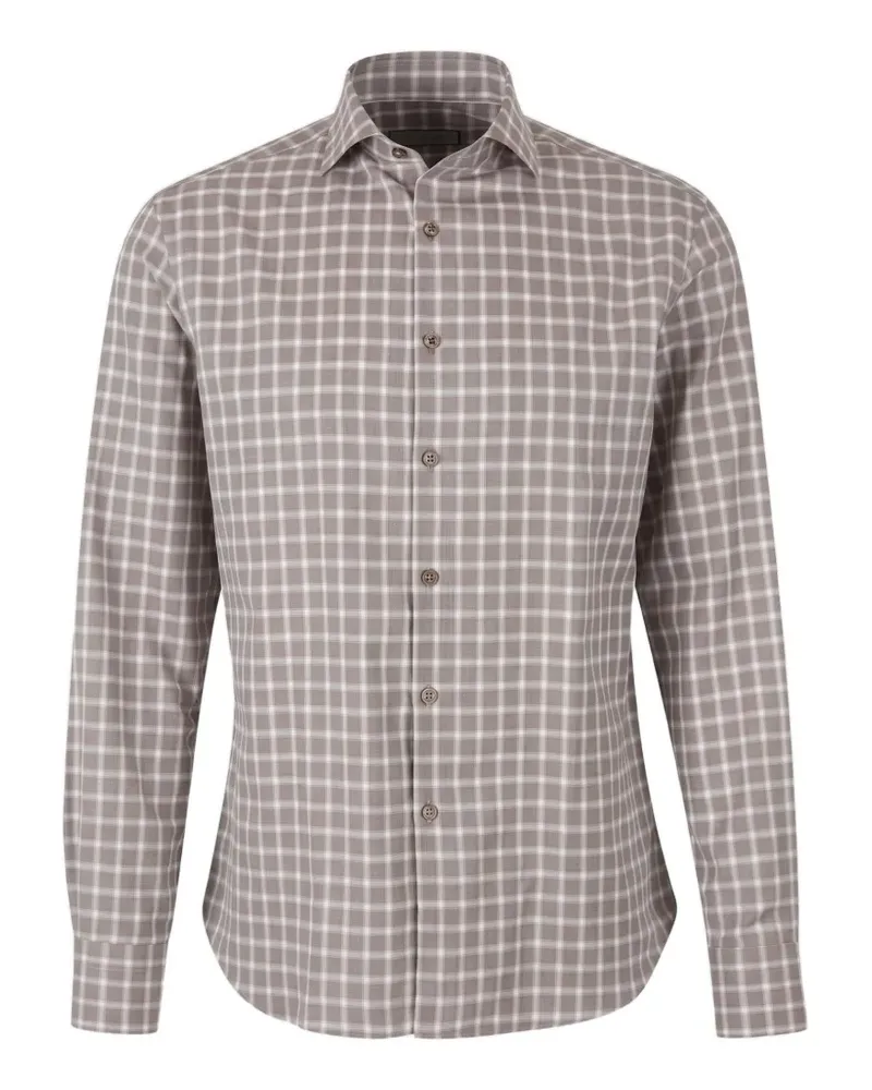 Canali check-print long-sleeve shirt - Braun Braun
