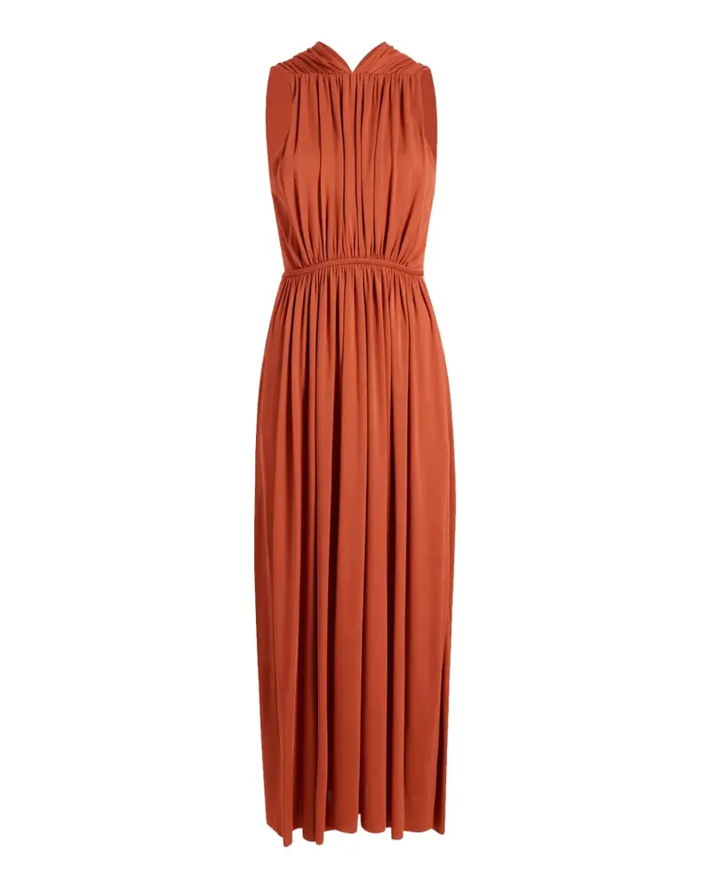 Another Tomorrow shirred cutout dress - Orange Orange